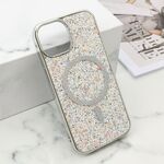 Maska / futrola GLAM GLOW MagSafe za iPhone 15 srebrna (MS).