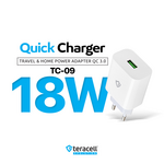 Kucni punjac Teracell Evolution TC-09 QC3.0 18W sa iPhone lightning kablom beli CE.