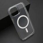 Maska / futrola COLOR FRAME MagSafe za iPhone 15 srebrna (providna) (MS).