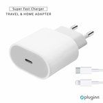 Kucni Punjac Pluginn AJ-20 A2347 EMC3621 PD Fast 20W za iPhone 11-14 sa PD lightning kablom CE beli.