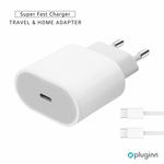 Kucni Punjac Pluginn AJ-20 A2347 EMC3621 PD Fast 20W za iPhone 11-14 sa PD Type C kablom CE beli.