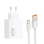 Kucni punjac Xiaomi HyperCharge 67W sa USB na Type C kablom beli EU.