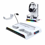 iPega PG-P5S006 vertikalni multifunkcionalni Drzač za PS5 slim/PRO RGB beli.