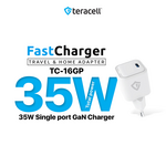 Kucni punjac Teracell Evolution TC-16GP, GaN, PD 3.0, 35W sa PD Type c kablom beli CE.