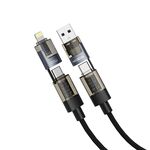 USB data kabl Moxom 4 u 1 Type C na Type C/Lightning, USB na Type C/lightning MX-CB364 100W 1m crni (MS).