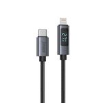 USB data kabl Superior SU-K107 pleteni Type-C na Lightning 3A 27W sa LED ekranom 1m crni (MS).