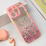 Maska / futrola Frame Glitter za iPhone 15 Pro 6.1 roze.