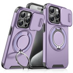 Maska / futrola CamShield Ring stand za iPhone 15 Pro 6.1 ljubicasta.