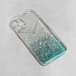 Maska / futrola Heart Glitter za iPhone 13 mint.