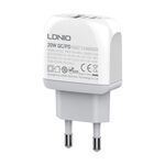 Kucni punjac LDNIO A2316C QC3.0 18W, PD 20W Type-C na Lightning beli (MS).