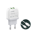 Kucni punjac LDNIO A2219 2xUSB 5V 2.4A 12W sa micro USB kablom beli.