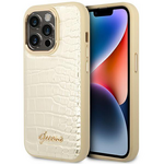 Maska / futrola Guess Hc PU Croco Metal Outline za iPhone 14 Pro zlatna (GUHCP14LHGCRHD).