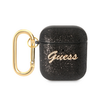 Maska / futrola Guess za Airpods 1/2 PU Glitter Flake crna (GUA2HGGSHK).