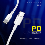 Data kabl KONFULON DC15 PD 60W Super Fast Charge Type C na Type C beli 1m.