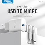 Kucni punjac KONFULON C87, 3A, 15W, sa micro USB kablom beli.