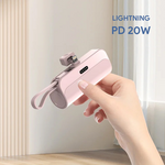 Back Up Baterija prenosiva baterija privezak 5000mAh lightning roze.