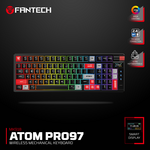 Tastatura Mehanicka Gaming Fantech MK918 RGB Atom PRO97 Wireless crna (Blue switch).