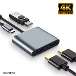 Adapter Terabyte Type C na HDMIx2 PD USB3.0 4 u 1.