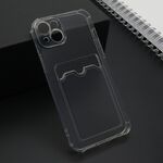 Maska / futrola providna CARD POCKET za iPhone 15 Plus siva (MS).