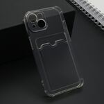 Maska / futrola providna CARD POCKET za iPhone 15 siva (MS).