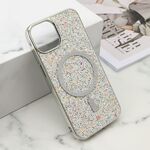 Futrole GLAM GLOW MagSafe za iPhone 13 (6.1) srebrna (MS).