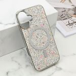 Maska / futrola GLAM GLOW MagSafe za iPhone 16 (6.1) srebrna (MS).