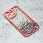 Maska / futrola Frame Glitter za iPhone 13 Pro roze.