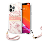 Maska / futrola Guess Marble Strap za iPhone 13 Pro roze (GUHCP13LKMABPI).
