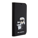 Maska / futrola Karl Lagerfeld Saffiano BP Nft Karl&Choupette za iPhone 15 crna (KLBKP15SSANKCPK).