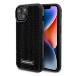 Maska / futrola Karl Lagerfeld Hc Rhinestone Metal Plate Logo za iPhone 15 Pro Max 6.7 crna (KLHCP15XHDSPLK).