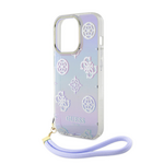 Maska / futrola Guess Hc PC TPU Iridescent Glitter Pattern Peony Cordstrap za iPhone 15 ljubicasta (GUHCP15SHPELISU).