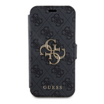 Maska / futrola Guess Bk Pu leather 4G Metal Logo za iPhone 15 Pro 6.1 siva (GUBKP15L4GMGGR).