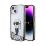 Maska / futrola Karl Lagerfeld Hc Liquid Glitter Ikonik za iPhone 15 providna (KLHCP15SLKKNSK).