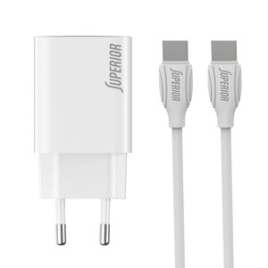 Kucni punjac Superior SU-P103 Super Fast PD 25W 3A Type C na Type C beli (CERT) (MS). Kucni punjac Superior SU-P103 Super Fast PD 25W 3A Type C na Type C beli (CERT) (MS).