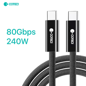 Data kabl Coteci Thunderbolt OF-065 80Gbps 240W 4k PD Type C na Type C crni 1m. Data kabl Coteci Thunderbolt OF-065 80Gbps 240W 4k PD Type C na Type C crni 1m.