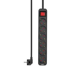 Produzni kabl sa prekidacem 6 uticnice 3m Max MPS-106SB-3M Crni.