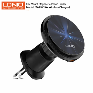 Auto Drzač za ventilaciju LDNIO MA23 15W Wireless magnetic crni.