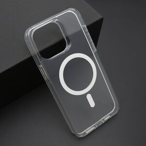 Maska / futrola COLOR FRAME MagSafe za iPhone 15 Pro Max (6.7) srebrna (providna) (MS).