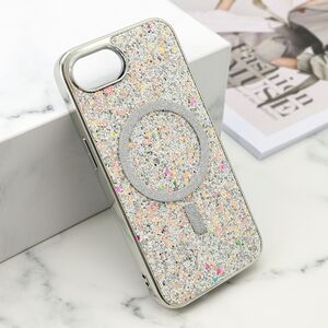 Maska / futrola GLAM GLOW MagSafe za iPhone 16e srebrna (MS).