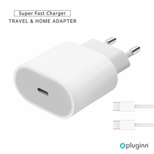 Kucni Punjac Pluginn AJ-20 A2347 EMC3621 PD Fast 20W za iPhone 11-14 sa PD Type C kablom CE beli.