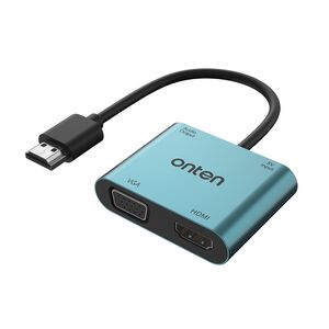 Adapter 4u1 HDMI 2K 30Hz na HDMI 2K 60Hz + VGA 2K 60Hz + USB Type-C 5V + jack 3.5mm 17cm (OTN-5166HV) Onten (MS).