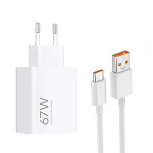 Kucni punjac Xiaomi HyperCharge 67W sa USB na Type C kablom beli EU.