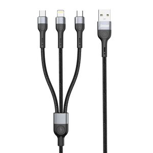 USB data kabl Superior SU-K106 3in1 Lightning/Micro/Type C 1m crni (MS).