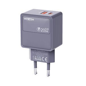 Kuciste punjaca MOXOM MX-HC286 Type C + USB 20W sivi (MS).