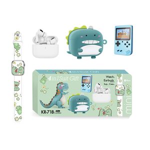 KARLER BASS K718-Combo set (mini watch, konzola, TWS Bluetooth Slusalice + Maska / futrola za slusalice Dinosaurus) (MS).