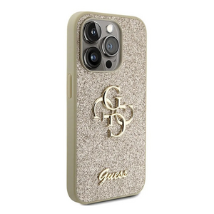 Maska / futrola Guess Hc Fixed Glitter 4G Big Metal Logo za iPhone 15 Pro 6.1 zlatna (GUHCP15LHG4SGD).