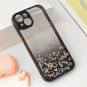 Maska / futrola Frame Glitter za iPhone 15 crna.