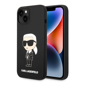 Maska / futrola Karl Lagerfeld Hc Silicone NFT Ikonik za iPhone 15 Plus crna (KLHCP15MSNIKBCK).