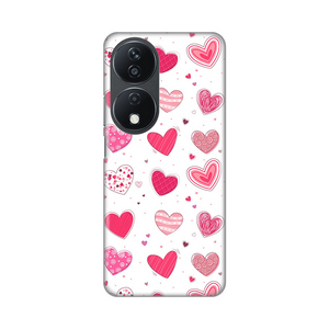 Silikonska maska / futrola print ultra tanka za Huawei Honor X7b Pink Hearts.