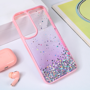 Maska / futrola Frame Glitter za Samsung A556 Galaxy A55 5G roze.